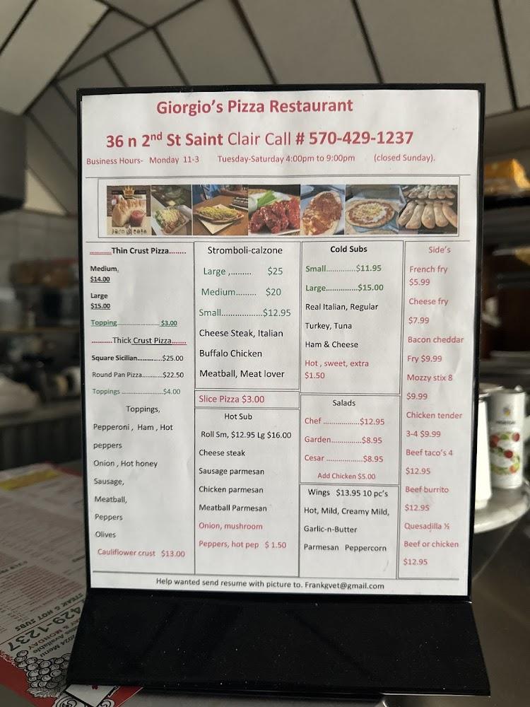 Giorgio's Pizza Restaurant Traditional New York style Pizza
